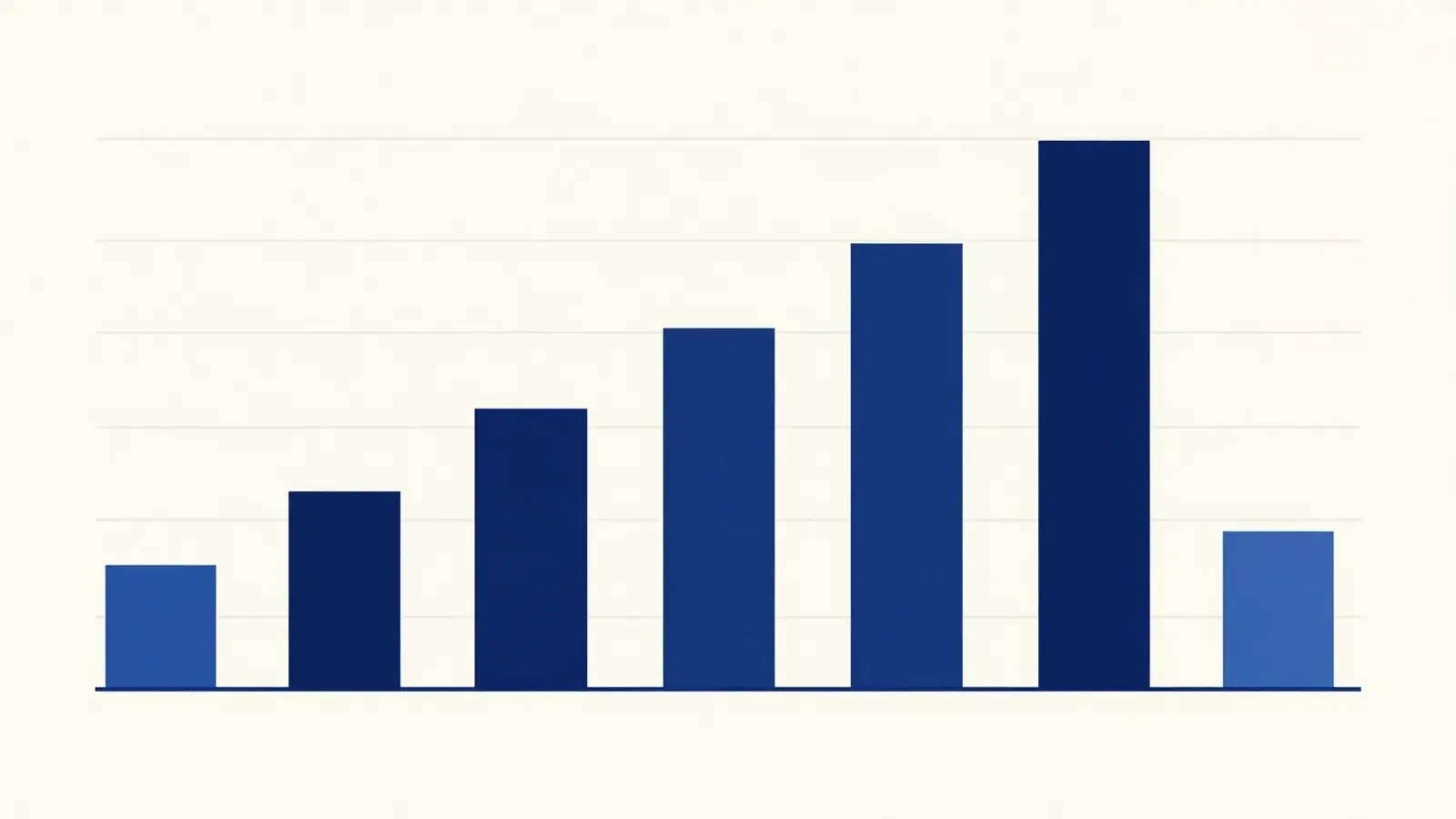 A row of navy and blue bars rising in height from left to right, like a bar chart.